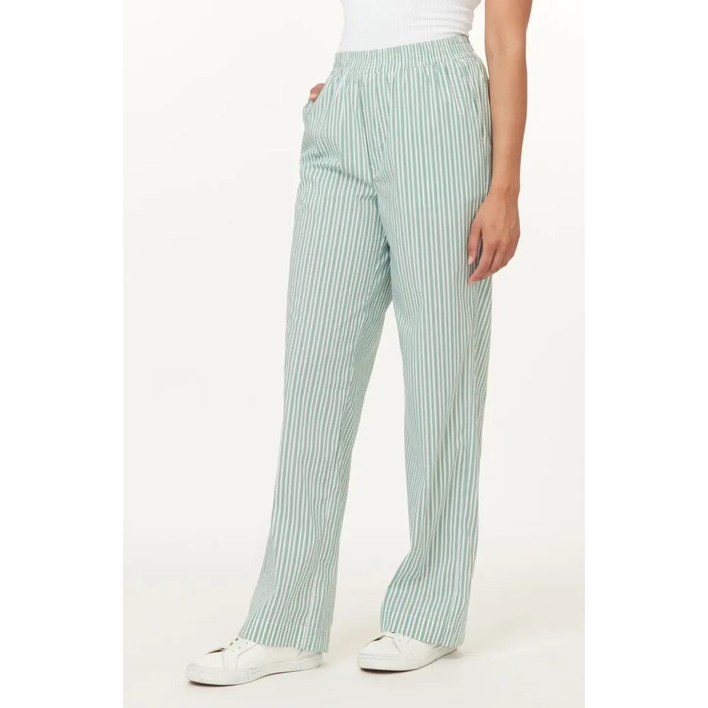 Scotch & Soda Women’s Green and White Striped Elastic Waist Pants Size Small